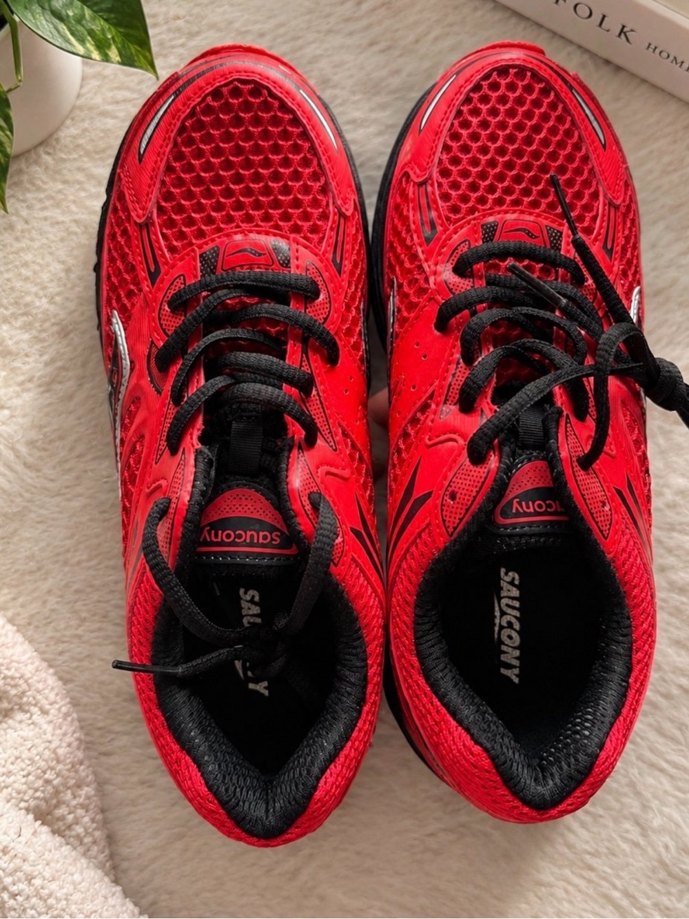 Saucony Kids Red and Black Breathable Running Sneakers